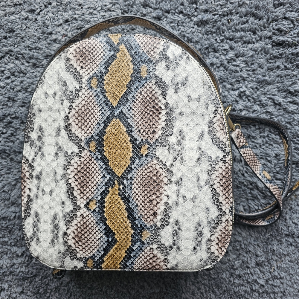 JUSTFAB Faux Snake Skin Crossbody/Backpack Bag
